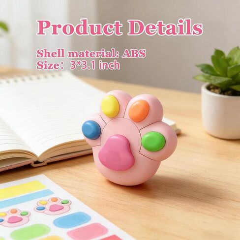 Cute Cat Paw Shaped Highlighter Set, 5 Colors Multi-Pack with Pink Base, Desktop Organizer for Students, Journaling and Note Taking in Saudi Arabia