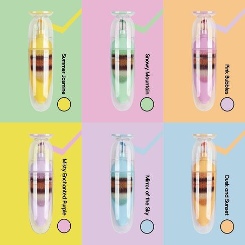 6 Pcs Scented Highlighters Pens,Cute Design Assorted Colors Highlighter Set,Transparent Widen Chisel Tip,Dry-Quickly,No Bleed,Ideal for Office in Saudi Arabia