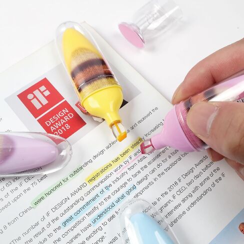 6 Pcs Scented Highlighters Pens,Cute Design Assorted Colors Highlighter Set,Transparent Widen Chisel Tip,Dry-Quickly,No Bleed,Ideal for Office in Saudi Arabia