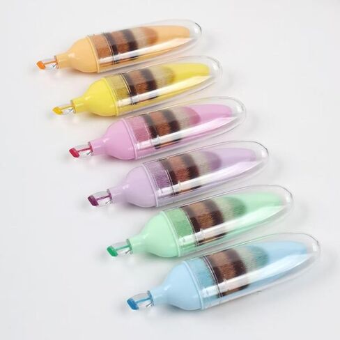 6 Pcs Scented Highlighters Pens,Cute Design Assorted Colors Highlighter Set,Transparent Widen Chisel Tip,Dry-Quickly,No Bleed,Ideal for Office in Saudi Arabia