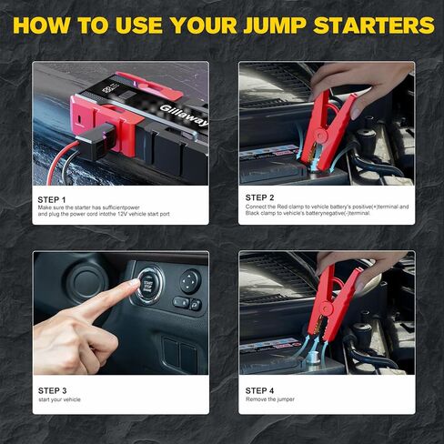 حزمة بطارية 001B 3000A Car Jump Starter (ما يصل إلى 9.0 لتر غاز ومحرك ديزل 7.0 لتر)، شاحن سيارة 12 فولت، بطارية محمولة مع بنك طاقة in Kuwait