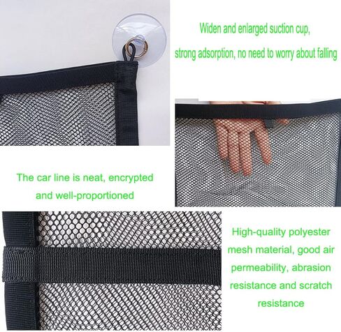 Car Storage Pocket Net Universal Storage Nylon Net Car Luggage Pocket Car Windows Mesh Net with Suction Cup for Bottles, Groceries (Large-1pcs) in Kuwait