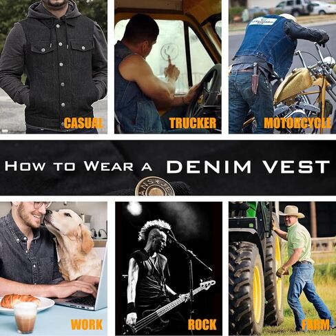 Denim Vest Jacket for Men Fashion Stretchy Trucker Sleeveless Jean Outerwear in Saudi Arabia