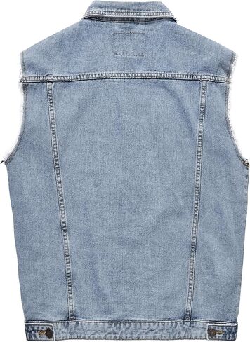 Denim Vest Jacket for Men Fashion Stretchy Trucker Sleeveless Jean Outerwear in Saudi Arabia
