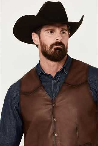 Scully Mens Distressed Yoke Brown Leather Leather Vest in Saudi Arabia