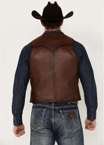 Scully Mens Distressed Yoke Brown Leather Leather Vest in Saudi Arabia