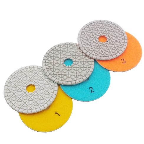 GRINCUTREX 3 Step Polishing Pad 4 Inch Diamond Flexible Polishing Disc for Granite Quartz Engineered Stone and Marble (Full Set,3PCS) in Saudi Arabia
