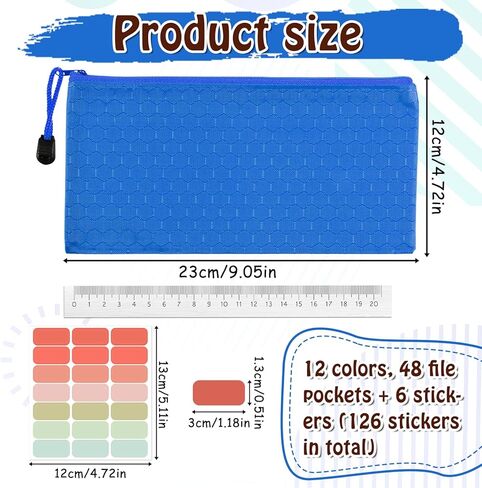 48pcs Zipper Pencil Pouch Pencil Bags 12 Colors Waterproof Pencils Bag Small Organizing Bags for Organizing Storage Office Supplies Bills Cosmetics Travel Accessories in Saudi Arabia