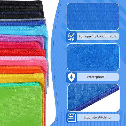 48pcs Zipper Pencil Pouch Pencil Bags 12 Colors Waterproof Pencils Bag Small Organizing Bags for Organizing Storage Office Supplies Bills Cosmetics Travel Accessories in Saudi Arabia