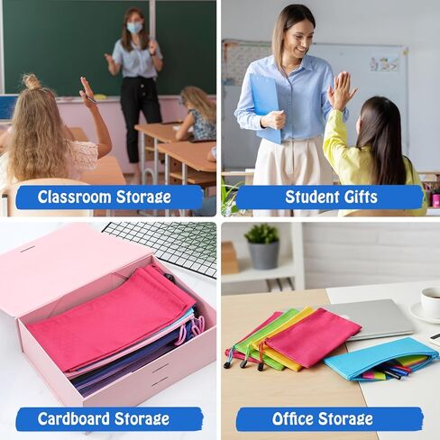 48pcs Zipper Pencil Pouch Pencil Bags 12 Colors Waterproof Pencils Bag Small Organizing Bags for Organizing Storage Office Supplies Bills Cosmetics Travel Accessories in Saudi Arabia