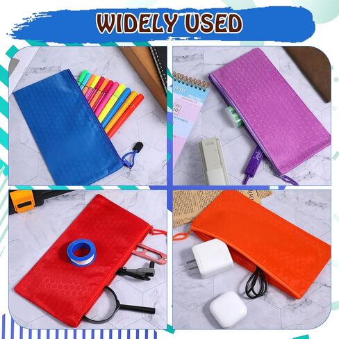 48pcs Zipper Pencil Pouch Pencil Bags 12 Colors Waterproof Pencils Bag Small Organizing Bags for Organizing Storage Office Supplies Bills Cosmetics Travel Accessories in Saudi Arabia