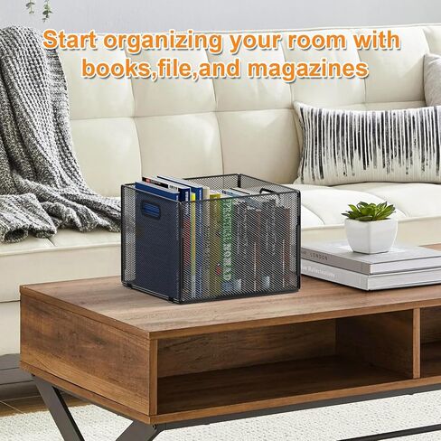 منظم الملفات المعلقة، منظم مجلد الملفات، قفص شبكي للتعليق مع مقبض، صندوق تخزين صندوق الملفات، سلة ملفات لحجم الحروف في المكتب والمنزل، أسود in Kuwait