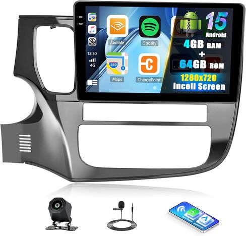 2+64G Android Car Stereo for Mitsubishi Outlander 2012-2018 with Carplay Android Auto Mirror Link 10.1 inch Touch Screen FM RDS HiFi Bluetooth WiFi GPS+Camera&MIC in Kuwait