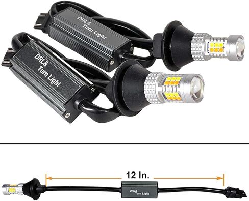 3157 Error Free Dual Color Switchback DRL LED Turn Signal Light Bulbs No Hyper Flash Built-in Resistors All in One, White/Amber Yellow, Pack of 2 in Kuwait