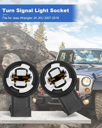 مقبس ضوء إشارة الانعطاف متوافق مع Jeep JK JKU 2007-2018، قابس لمبة مصباح ركن السيارة الأمامي، قطعتان in Saudi Arabia