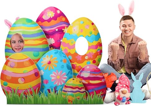Kathfly 5.3 ft Easter Bunny Rabbit Cardboard Standup Cutout Life Size Easter Day Hunt Theme Party Decoration Backdrop Photo Prop Standup for Spring Hunt Themed Party Decor in Saudi Arabia