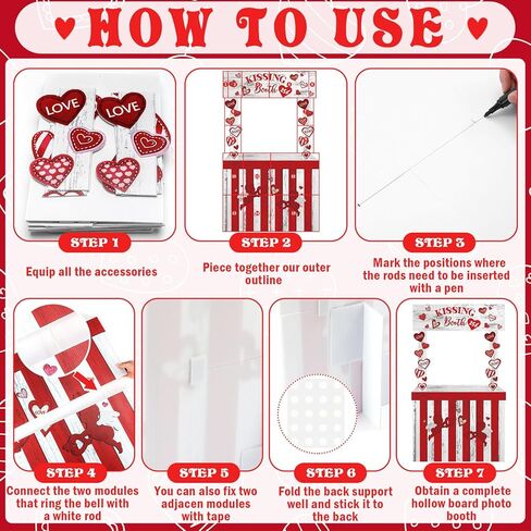 Valentines Kissing Booth 58.27 x 33.86 Inches Love Cardboard Cutout Lifesize Photo Prop Heart Kissing Booth Standup Decorative Sign for Valentines Party Wedding Outdoor Decor in Saudi Arabia