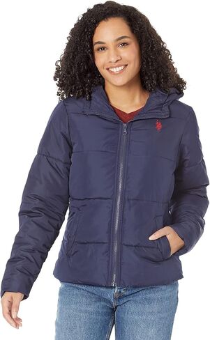 U.S. Polo Assn. Basic Puffer Jacket for Women - Warm & Lightweight Coat, Water-Resistant Cold Weather Coat in Saudi Arabia