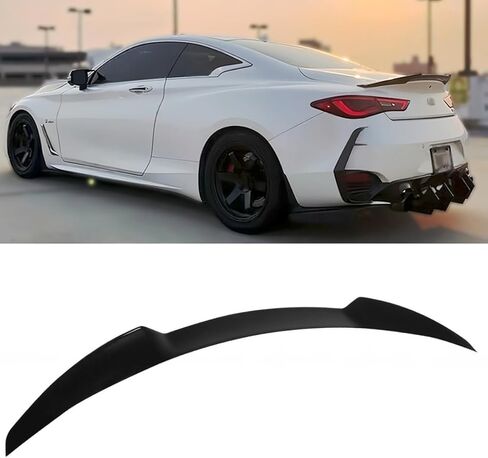 Rear Spoiler Compatible with 2017-2022 Infiniti Q60 2-Door Coupe, Duckbill Trunk Tail Deck Lid Splitter Wing Lip Fits for 2017 2018 2019 2020 2021 2022 (Glossy Black) in Saudi Arabia