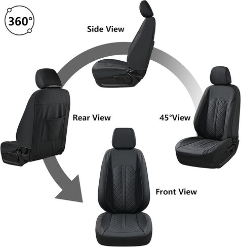أغطية مقاعد Truckiipa الأمامية Ford F150، أغطية مقاعد جلدية مقاومة للماء مناسبة لـ 2015-2026 Ford F150 SuperCrew، 2017-2026 F250 F350 F450 Super Duty Crew Cab، زوج أمامي، أزرق وأسود in Kuwait