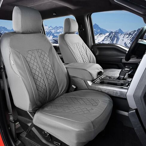 أغطية مقاعد Truckiipa الأمامية Ford F150، أغطية مقاعد جلدية مقاومة للماء مناسبة لـ 2015-2026 Ford F150 SuperCrew، 2017-2026 F250 F350 F450 Super Duty Crew Cab، زوج أمامي، أزرق وأسود in Kuwait