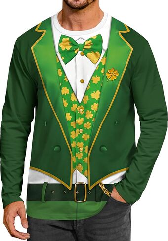 تي شيرت Arvilhill للرجال St Patricks Day تي شيرت سهرة مضحك بأكمام طويلة ورقبة دائرية (S-XXL) in Saudi Arabia