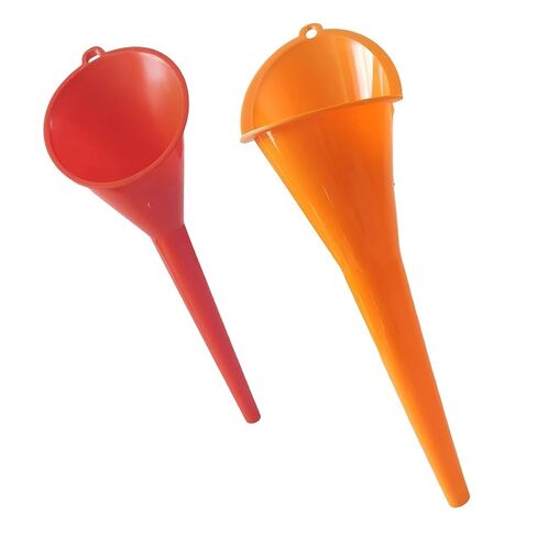 2 PCS Long Neck Oil Funnels, 2 Sizes Hand-Free Filler Funnel, Wide Mouth Spill Saver Fueling Tool with Hanging Hole, Universal Water Engine Oil Lube Fuel Filling Tool for Car Motorcycle (Red) in Kuwait