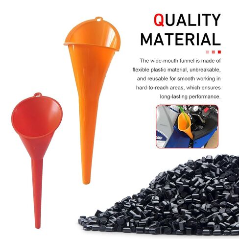 2 PCS Long Neck Oil Funnels, 2 Sizes Hand-Free Filler Funnel, Wide Mouth Spill Saver Fueling Tool with Hanging Hole, Universal Water Engine Oil Lube Fuel Filling Tool for Car Motorcycle (Red) in Kuwait
