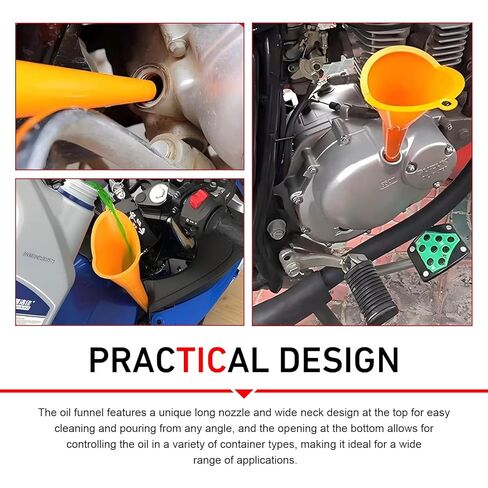 2 PCS Long Neck Oil Funnels, 2 Sizes Hand-Free Filler Funnel, Wide Mouth Spill Saver Fueling Tool with Hanging Hole, Universal Water Engine Oil Lube Fuel Filling Tool for Car Motorcycle (Red) in Kuwait