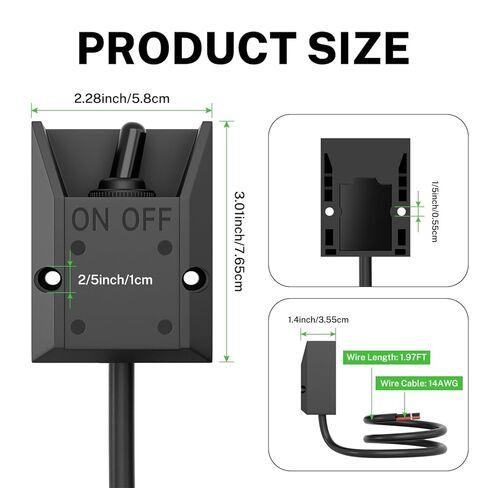 FIRMERST 12V 30A IP67 مفتاح تبديل مقاوم للماء، مثبت على السطح محمي، سلك مسبق 14AWG، أضواء المقطورة/قارب/دراجة نارية LED in Kuwait