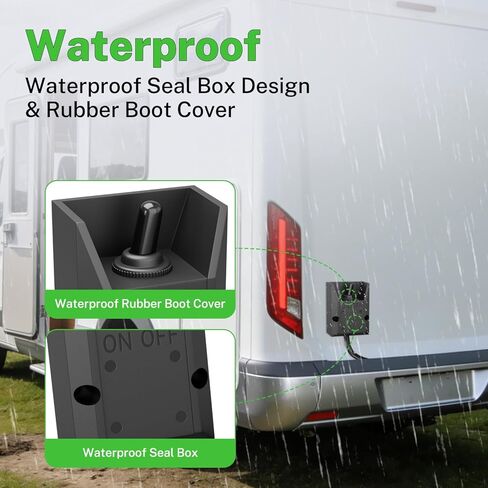 FIRMERST 12V 30A IP67 مفتاح تبديل مقاوم للماء، مثبت على السطح محمي، سلك مسبق 14AWG، أضواء المقطورة/قارب/دراجة نارية LED in Kuwait