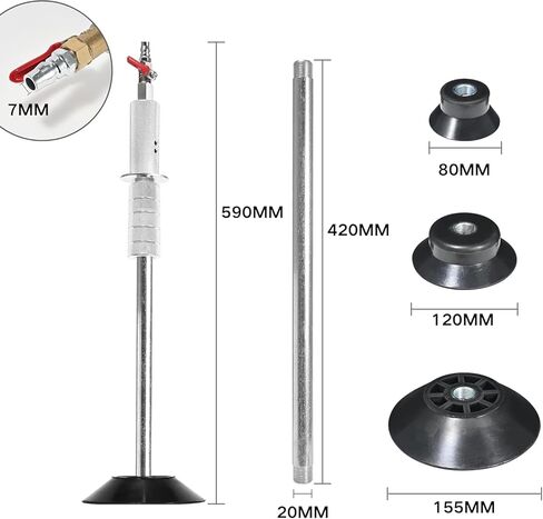 Pneumatic Dent Puller, Pneumatic Suction Cup Dent Puller with 3 Suction Cups (3.2", 4.7", 6.1"), Car Dent Puller Kit, Auto Body Dent Repair Kit, 23.2" Length in Saudi Arabia