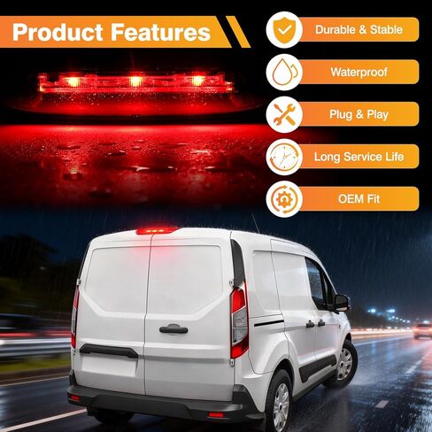 مجموعة مصابيح الفرامل الثالثة لمصابيح التوقف العالية في المنتصف متوافقة مع 2014-2023 Ford Transit Connect، 2014-2020 Ford Transit Custom Repalces 923-299، DT1Z13A613A in Kuwait