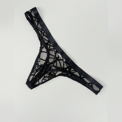 Men's Black Lace Frilly Thong Underwear Panties Sheer Mesh Briefs Patterned Mesh in Saudi Arabia