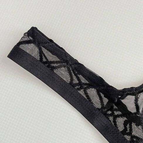 Men's Black Lace Frilly Thong Underwear Panties Sheer Mesh Briefs Patterned Mesh in Saudi Arabia