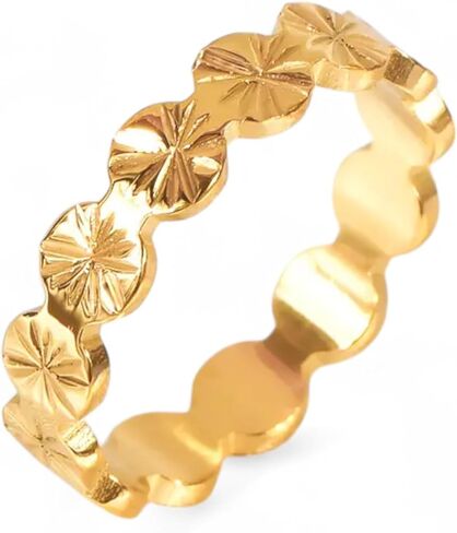 18K Gold-Plated Dainty Flower Ring for Women - Non-Tarnish, Waterproof, Hypoallergenic Stainless Steel Band - Elegant Everyday Jewelry in Saudi Arabia