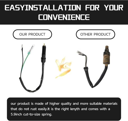 Rear Foot Brake Switch Cable, Pure Copper Core Waterproof Tail Light Switch Cable with Spring, Modification Replacement Parts for Off-Road Motorcycle ATV 4 Wheel Beach Bike (Black) in Saudi Arabia