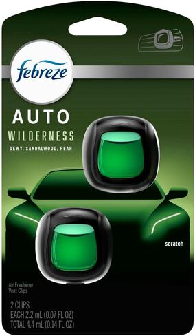 Febreze AUTO Air Freshener, Odor-Fighting Automotive Vent Clip, Scented Car Accessories, Long Lasting for Strong Odors, Wilderness Scent, 2 Count in Saudi Arabia