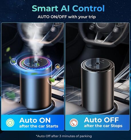 【Smart Misting Freshener·AI Auto On/Off】AREDAN Essential Oil Car Air Diffuser｜Wireless Battery Powered｜Long-Lasting Scent｜Ultra-Quiet｜Romantic Star Projection｜Home & Car Use｜Ideal Gift in Kuwait