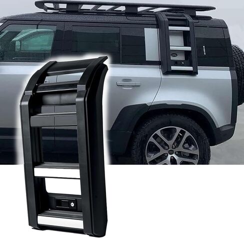 Matte Black Side Ladder Rack Luggage Carrier Side Access Ladder Fits for Land Rover Defender 110 90 130 2020 2021 2022 2023 2024 2025 Window Roof Step Ladders in Kuwait