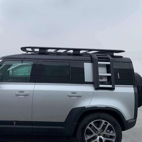 Matte Black Side Ladder Rack Luggage Carrier Side Access Ladder Fits for Land Rover Defender 110 90 130 2020 2021 2022 2023 2024 2025 Window Roof Step Ladders in Kuwait