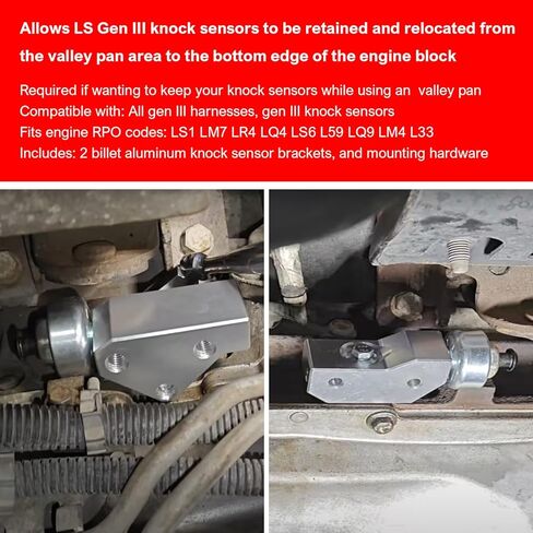 551216-KN30 Knock Sensor and Hardnesses Relocation Bracket Kit Compatible with GM Gen III LS 1997-2007 LS1 LM7 LR4 LQ4 LS6 L59 LQ9 LM4 L33 V8 Engines 1070S in Saudi Arabia