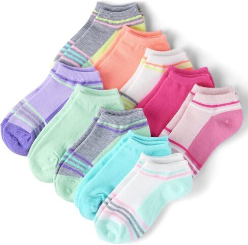 The Children's Place Girls' Low Cut Variety Ankle Socks 6-Pack, Muted Striped Pack, Small in Saudi Arabia
