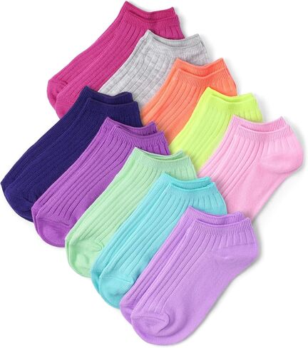The Children's Place Girls' Low Cut Variety Ankle Socks 6-Pack, Muted Striped Pack, Small in Saudi Arabia
