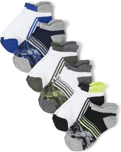 The Children's Place Girls' Low Cut Variety Ankle Socks 6-Pack, Muted Striped Pack, Small in Saudi Arabia