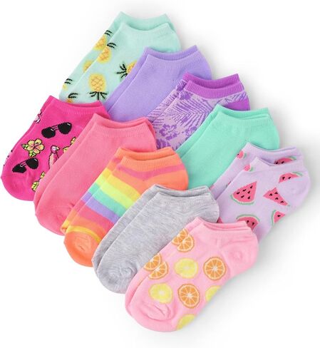 The Children's Place Girls' Low Cut Variety Ankle Socks 6-Pack, Muted Striped Pack, Small in Saudi Arabia