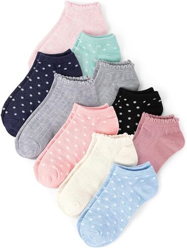 The Children's Place Girls' Low Cut Variety Ankle Socks 6-Pack, Muted Striped Pack, Small in Saudi Arabia
