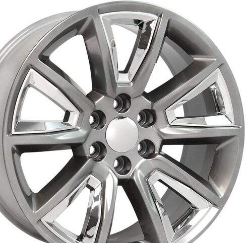 OE Wheels CV73B 22 Inch Rim Fits Tahoe Style 6x139.7 22x9 Gloss Hyper Black with Chrome Insert - Hollander 5696 (1) in Saudi Arabia