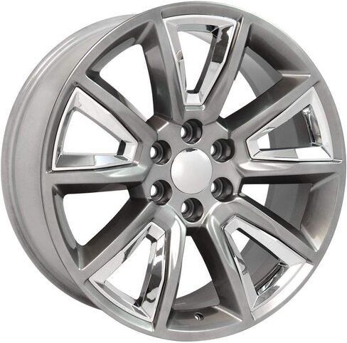 OE Wheels CV73B 22 Inch Rim Fits Tahoe Style 6x139.7 22x9 Gloss Hyper Black with Chrome Insert - Hollander 5696 (1) in Saudi Arabia
