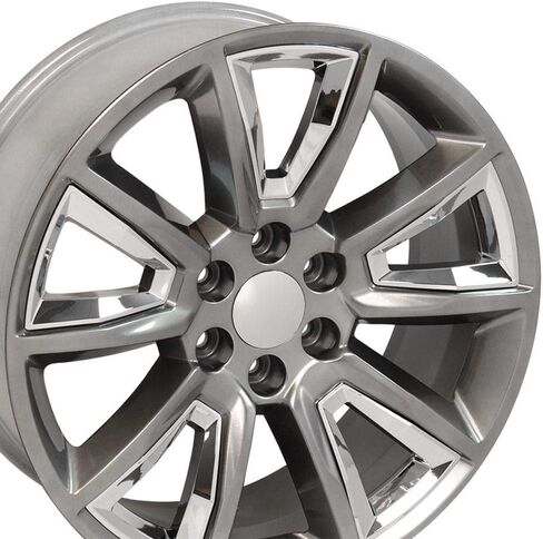 OE Wheels CV73B 22 Inch Rim Fits Tahoe Style 6x139.7 22x9 Gloss Hyper Black with Chrome Insert - Hollander 5696 (1) in Saudi Arabia